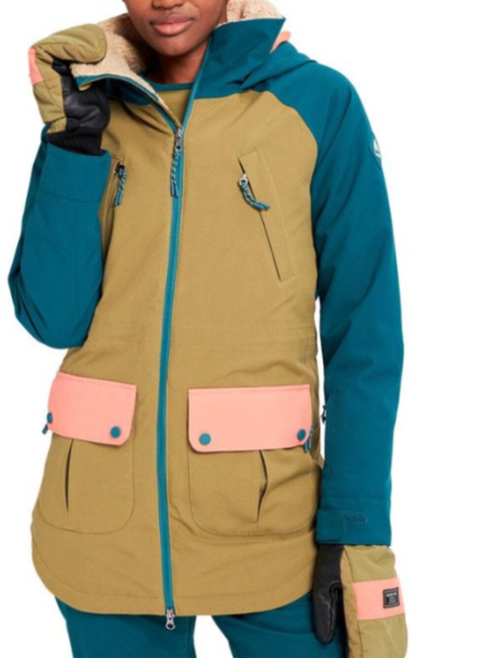 Burton Prowess Insulated Jacket Colorblock Green and Pink Women's Jacket